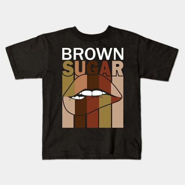 Brown Sugar Lips Kids T-Shirt by BadDesignCo